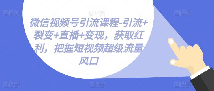 微信视频号引流课程-引流+裂变+直播+变现，获取红利，把握短视频超级流量风口-Xiaobei云
