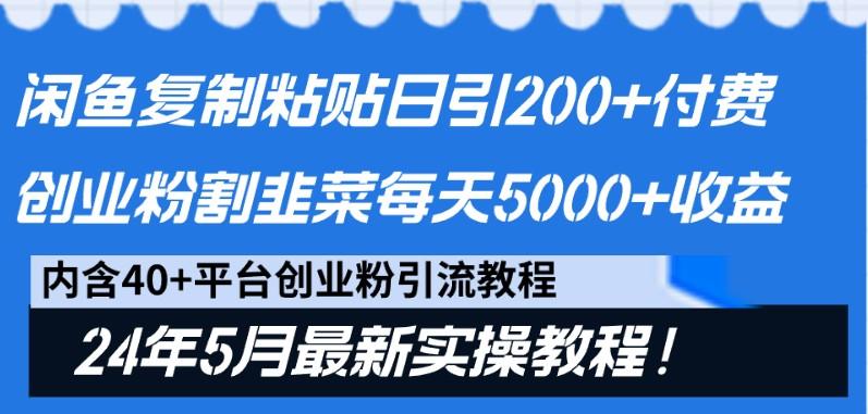 闲鱼复制粘贴日引200+付费创业粉，24年5月最新方法！割韭菜日稳定5000+收益-Xiaobei云