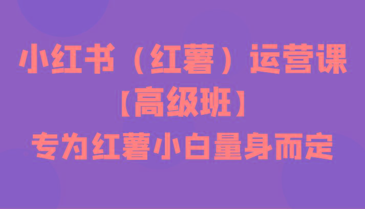 小红书(红薯)运营课【高级班】，专为红薯小白量身而定(42节课)-Xiaobei云