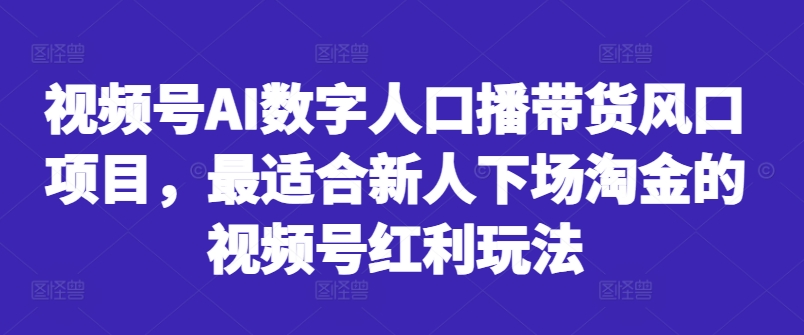 视频号AI数字人口播带货风口项目，最适合新人下场淘金的视频号红利玩法-Xiaobei云