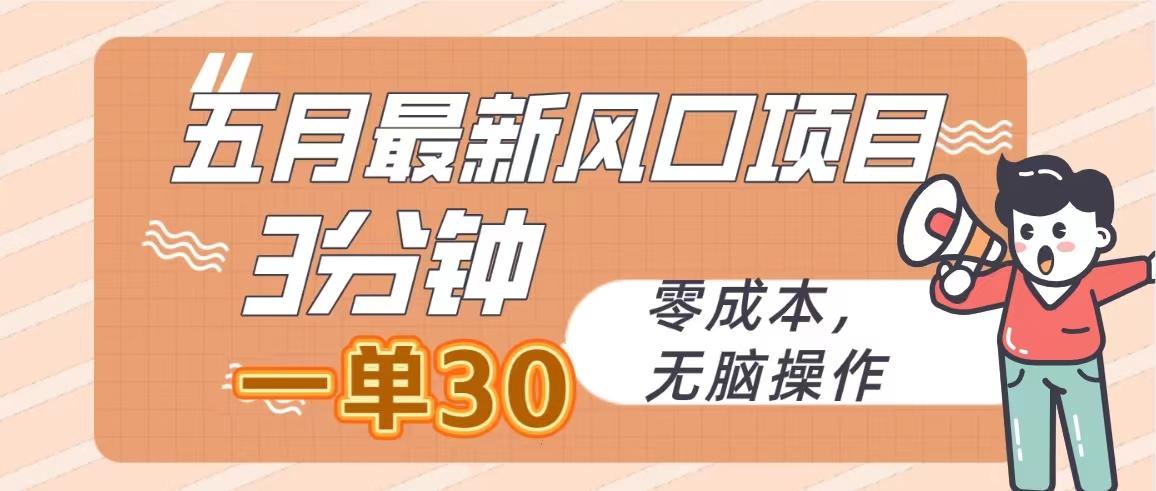 五月最新风口项目，3分钟一单30，零成本，无脑操作-Xiaobei云