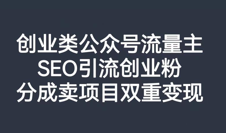 创业类公众号流量主，SEO引流创业粉，分成卖项目双重变现【揭秘】-Xiaobei云