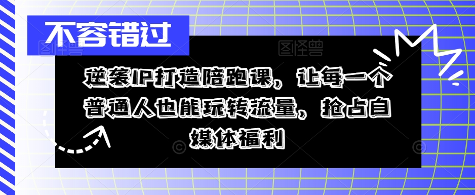 逆袭IP打造陪跑课，让每一个普通人也能玩转流量，抢占自媒体福利-Xiaobei云