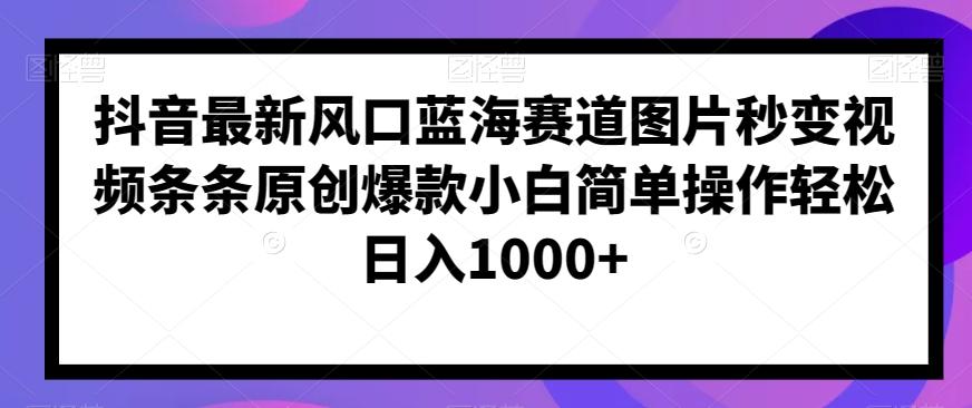 抖音最新风口蓝海赛道图片秒变视频条条原创爆款小白简单操作轻松日入1000+-Xiaobei云