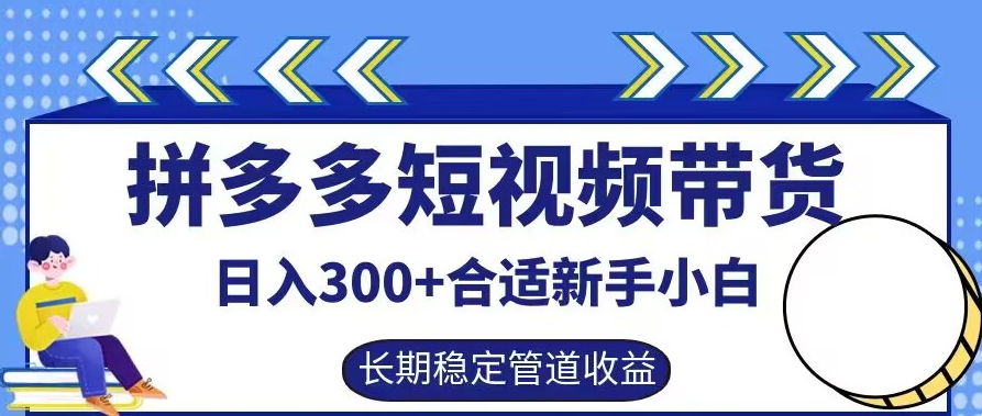 拼多多短视频带货日入300+有长期稳定被动收益，合适新手小白【揭秘】-Xiaobei云