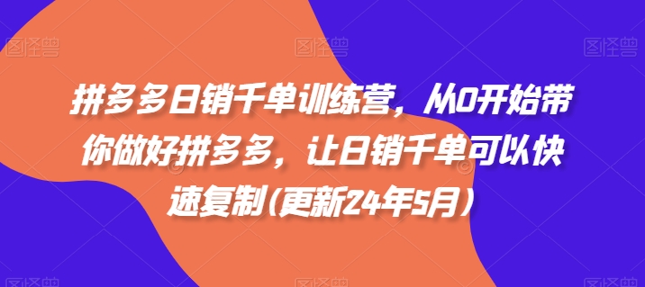 拼多多日销千单训练营，从0开始带你做好拼多多，让日销千单可以快速复制(更新24年10月)-Xiaobei云