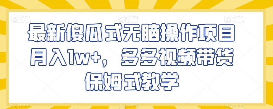 最新傻瓜式无脑操作项目月入1w+，多多视频带货保姆式教学【揭秘】-Xiaobei云