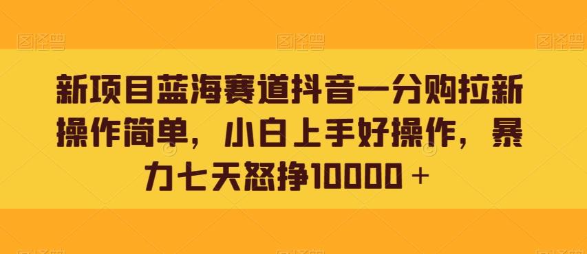 新项目蓝海赛道抖音一分购拉新操作简单，小白上手好操作，暴力七天怒挣10000＋-Xiaobei云