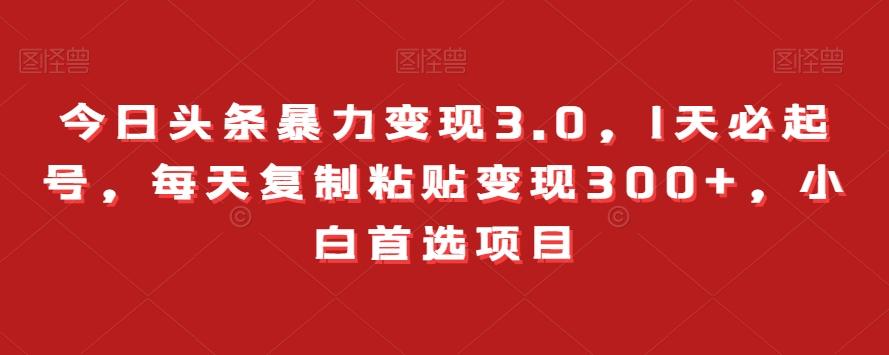 今日头条暴力变现3.0，1天必起号，每天复制粘贴变现300+，小白首选项目-Xiaobei云
