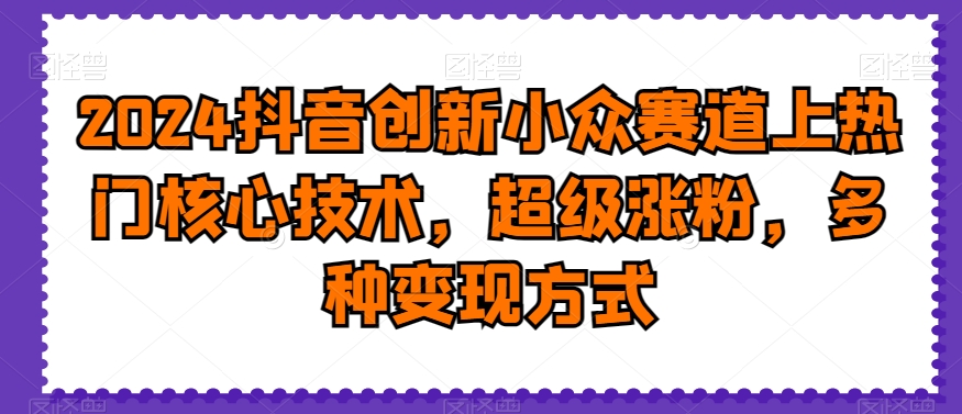 2024抖音创新小众赛道上热门核心技术，超级涨粉，多种变现方式【揭秘】-Xiaobei云