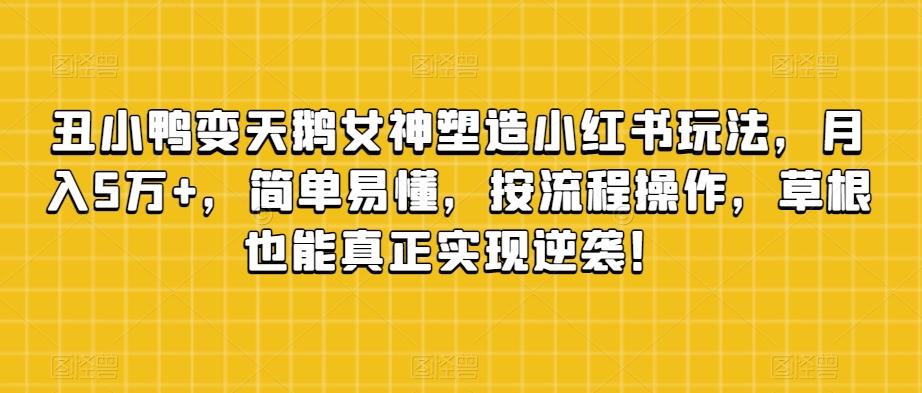 丑小鸭变天鹅女神塑造小红书玩法，月入5万+，简单易懂，按流程操作，草根也能真正实现逆袭！-Xiaobei云