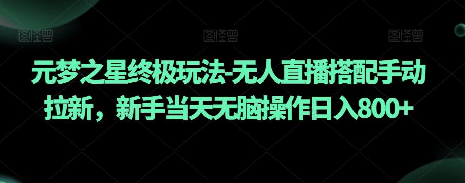 元梦之星终极玩法-无人直播搭配手动拉新，新手当天无脑操作日入800+【揭秘】-Xiaobei云