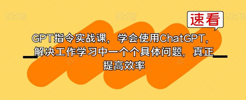 GPT指令实战课，学会使用ChatGPT，解决工作学习中一个个具体问题，真正提高效率-Xiaobei云