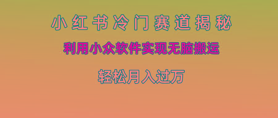 小红书冷门赛道揭秘,利用小众软件实现无脑搬运，轻松月入过万-Xiaobei云