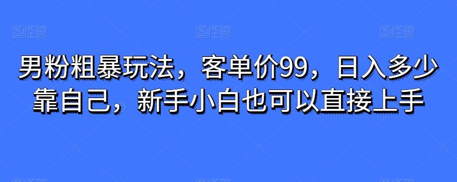 男粉粗暴玩法，客单价99，日入多少靠自己，新手小白也可以直接上手-Xiaobei云