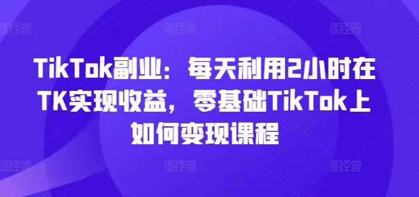 TikTok副业：每天利用2小时在TK实现收益，零基础TikTok上如何变现课程-Xiaobei云