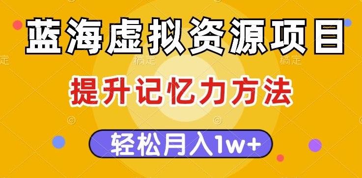 蓝海虚拟资源项目，提升记忆力方法，多种变现方式，轻松月入1w+【揭秘】-Xiaobei云