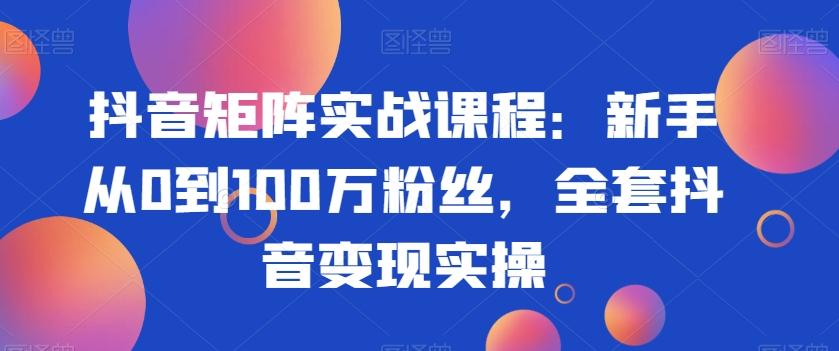 抖音矩阵实战课程：新手从0到100万粉丝，全套抖音变现实操-Xiaobei云