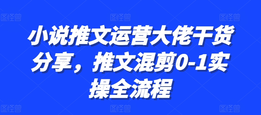 小说推文运营大佬干货分享，推文混剪0-1实操全流程-Xiaobei云