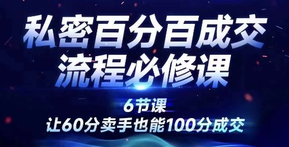 私密百分百成交流程线上训练营，绝对成交，让60分卖手也能100分成交-Xiaobei云