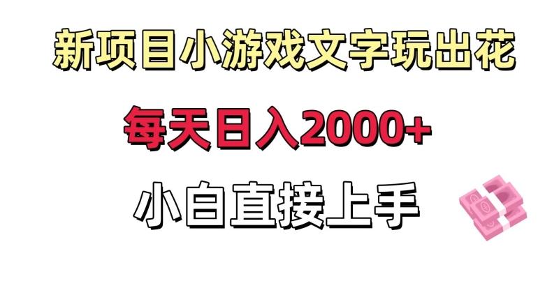 新项目小游戏文字玩出花日入2000+，每天只需一小时，小白直接上手【揭秘】-Xiaobei云