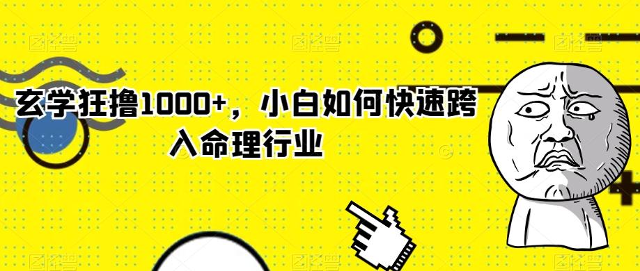 玄学狂撸1000+，小白如何快速跨入命理行业-Xiaobei云