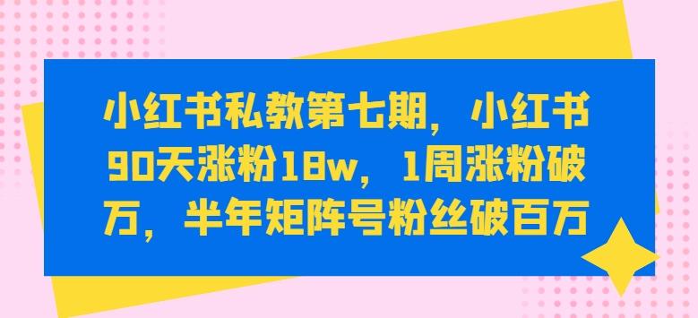 小红书私教第七期，小红书90天涨粉18w，1周涨粉破万，半年矩阵号粉丝破百万-Xiaobei云