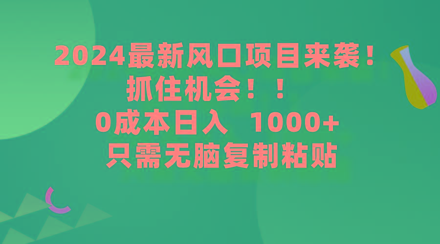 (9899期)2024最新风口项目来袭，抓住机会，0成本一部手机日入1000+，只需无脑复…-Xiaobei云