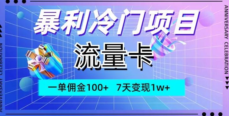 暴利冷门项目，流量卡，一单佣金100+，7天变现1w+-Xiaobei云