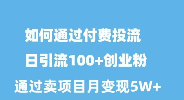 如何通过付费投流日引流100+创业粉月变现5W+-Xiaobei云