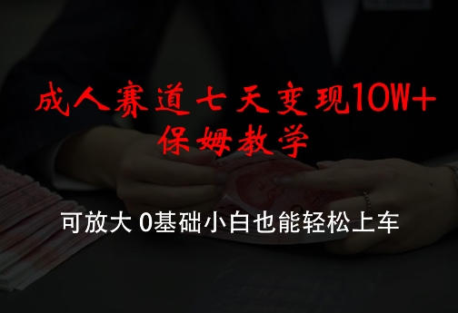 成人赛道七天变现10W+保姆教学，可放大，0基础小白也能轻松上车【揭秘】-Xiaobei云