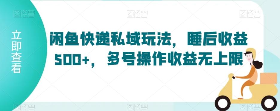 闲鱼快递私域玩法，睡后收益500+，多号操作收益无上限【揭秘】-Xiaobei云