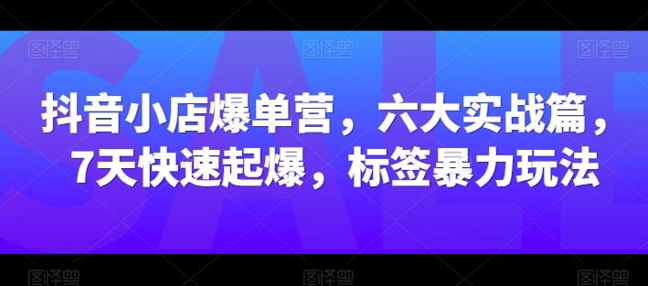 抖音小店爆单营，六大实战篇，7天快速起爆，标签暴力玩法-Xiaobei云