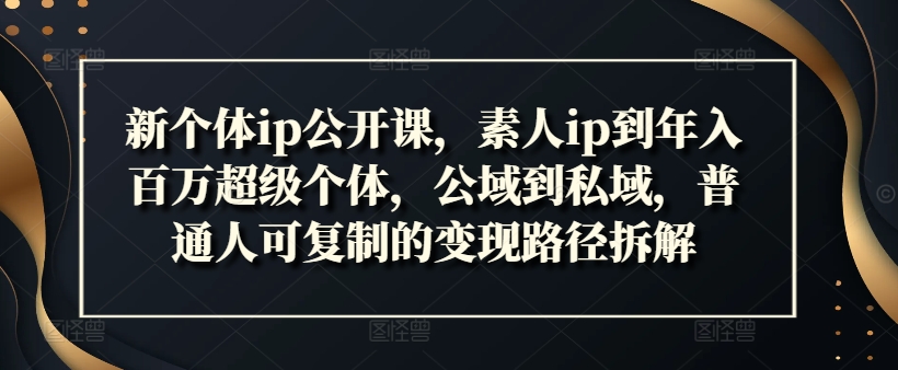 新个体ip公开课，素人ip到年入百万超级个体，公域到私域，普通人可复制的变现路径拆解-Xiaobei云