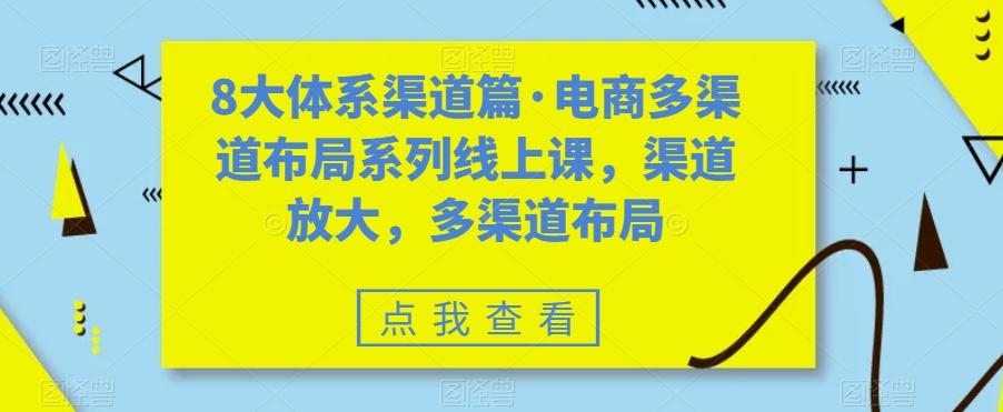 8大体系渠道篇·电商多渠道布局系列线上课，渠道放大，多渠道布局-Xiaobei云