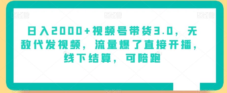日入2000+视频号带货3.0，无敌代发视频，流量爆了直接开播，线下结算，可陪跑-Xiaobei云
