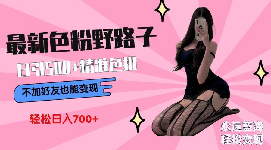 最新色粉变现野路子，日引500+老色批 可不加好友直接变现 小白轻松日入700+-Xiaobei云