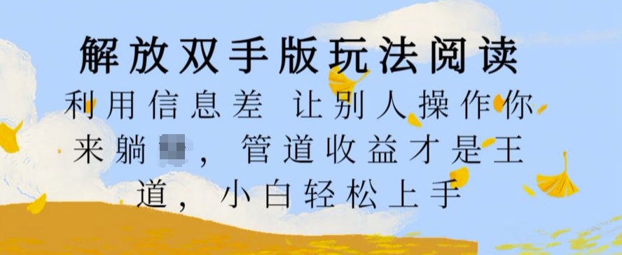 解放双手版玩法阅读，利用信息差让别人操作你来躺Z，管道收益才是王道，小白轻松上手【揭秘】-Xiaobei云