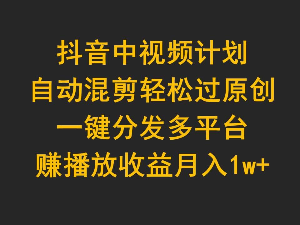 (9825期)抖音中视频计划，自动混剪轻松过原创，一键分发多平台赚播放收益，月入1w+-Xiaobei云