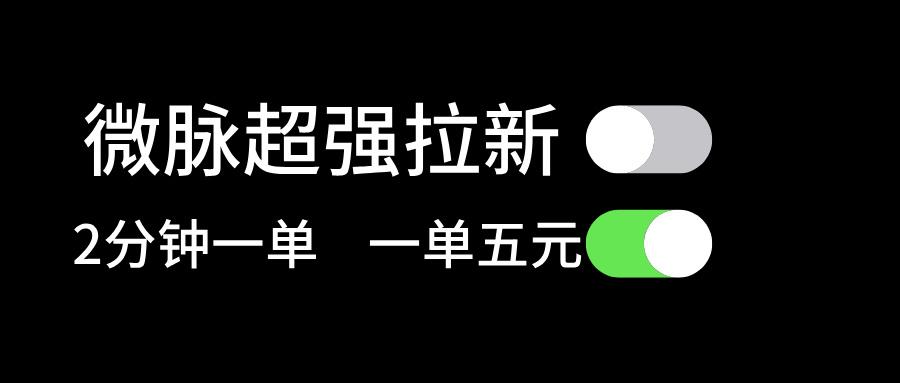 微脉超强拉新， 两分钟1单， 一单利润5块，适合小白-Xiaobei云