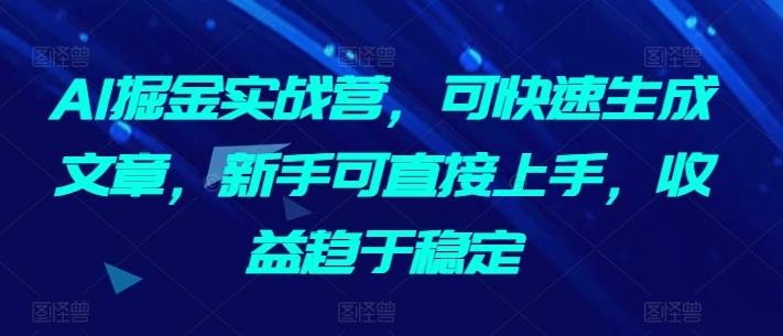 AI掘金实战营，可快速生成文章，新手可直接上手，收益趋于稳定-Xiaobei云