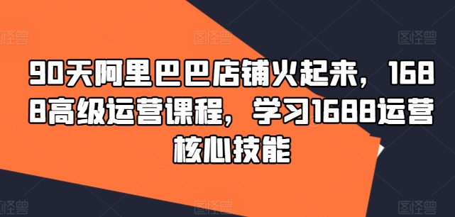 90天阿里巴巴店铺火起来，1688高级运营课程，学习1688运营核心技能-Xiaobei云