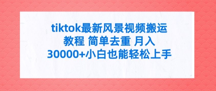 tiktok最新风景视频搬运教程 简单去重 月入3W+小白也能轻松上手【揭秘】-Xiaobei云