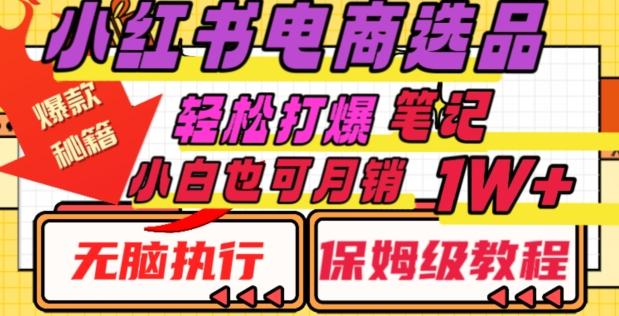 小红书电商爆款选品秘籍，帮你轻松打爆笔记，小白也可轻松月销10000+-Xiaobei云