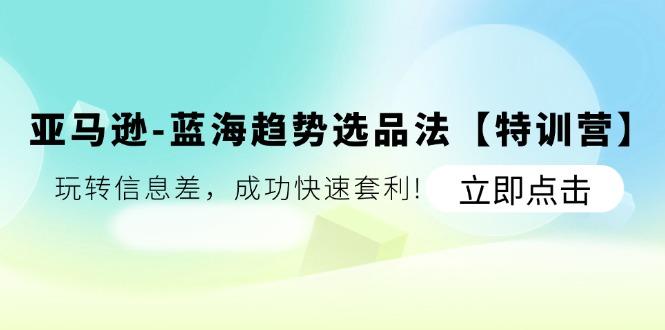 亚马逊-蓝海趋势选品法【特训营】：玩转信息差，成功快速套利!-Xiaobei云