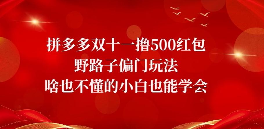 拼多多双十一撸500红包野路子偏门玩法，啥也不懂的小白也能学会【揭秘】-Xiaobei云